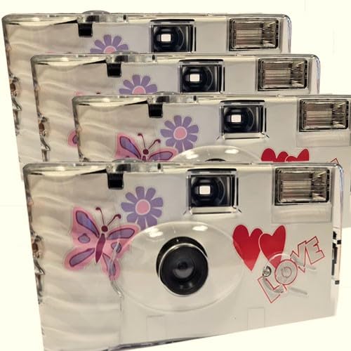4X 1A PHOTO PORST Einwegkamera Edition Butterfly, Schmetterling, mit Blitz, Batterien und Film (4er Pack, je 27 Aufnahmen) von PHOTO PORST