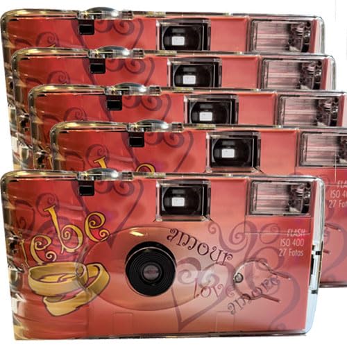 5X 1A PHOTO PORST Einwegkamera Edition Amore & Liebe mit Herzen, mit Blitz, Batterien und Film (5er Pack, je 27 Aufnahmen) von PHOTO PORST