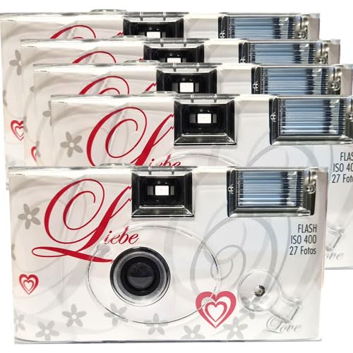 PHOTO PORST 5X 1A Einwegkamera Edition Liebe & Love & Herzen, mit Blitz, Batterien und Film (5er Pack, je 27 Aufnahmen, 35mm, color) von PHOTO PORST
