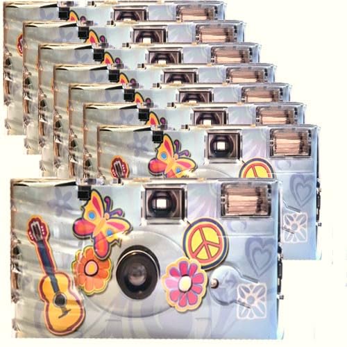 8X 1A PHOTO PORST Einwegkamera Edition Flower Power, Blumen und Schmetterling, mit Blitz, Batterien und Film (8er Pack, je 27 Aufnahmen) von PHOTO PORST