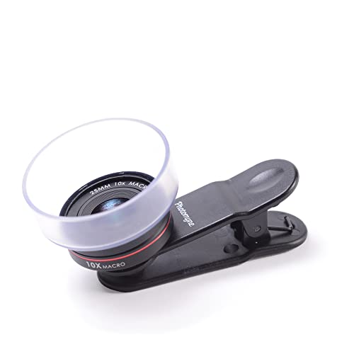 PHOTOMYNE Professionelles HD-Makro-Objektiv mit 10-facher Vergrößerung für Smartphone und Tablet, mit abnehmbarem Clip und Reiseetui von PHOTOMYNE