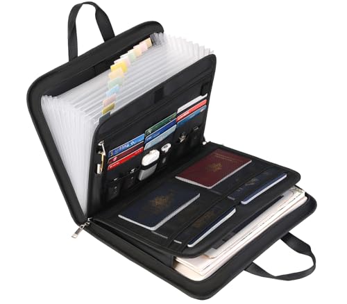 Feuerfester Akkordeon-Aktenordner, 13 Taschen, Brief-A4-Größe, tragbarer Dokumentenmappe mit Griff und Etiketten Feuerfester Akkordeon-Aktenordner, 13 Taschen, Brief-A4-Größe, tragbarer Dokumentenmappe mit Griff und Etiketten von PHOTOONE