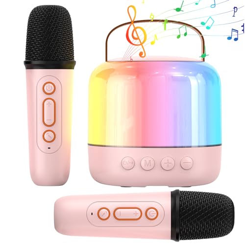 Mini Karaoke Maschine für Kinder Erwachsene: Tragbarer Bluetooth-Lautsprecher mit 2 kabellosen Mikrofonen, Mini-Karaoke-Spielzeug, Geschenke für Jungen und Mädchen Geburtstagsfeier Heimparty (Rosa) Mini Karaoke Maschine für Kinder Erwachsene: Tragbarer Bluetooth-Lautsprecher mit 2 kabellosen Mikrofonen, Mini-Karaoke-Spielzeug, Geschenke für Jungen und Mädchen Geburtstagsfeier Heimparty (Rosa) von PHOVOLT