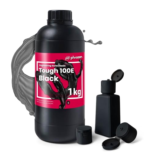 Phrozen Tough 100E 3D Drucker Harz| 405nm Photopolymer Engineering Resin für LCD Printer | Stoßfestigkeit mit moderater Steifigkeit - Schwarz (1kg) von PHROZEN