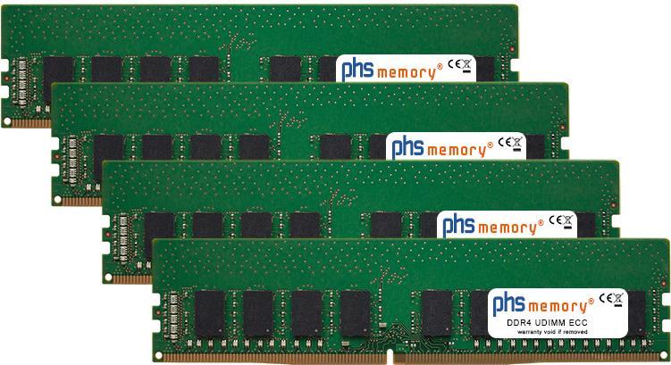 PHS-memory 128GB (4x32GB) Kit RAM Speicher passend f�r Dell Precision 3630 Tower DDR4 UDIMM ECC 2666MHz PC4-2666V-E (SP420058) von PHS-memory