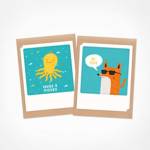 PICKMOTION Be Cool | 2er Set kleine Klappkarten | Grußkarten - inkl. Umschlag, Bilder von Instagram Fotografen mit handgefertigten Illustrationen, designed in Berlin - Grußkarten, bunt PICKMOTION Be Cool | 2er Set kleine Klappkarten | Grußkarten - inkl. Umschlag, Bilder von Instagram Fotografen mit handgefertigten Illustrationen, designed in Berlin - Grußkarten, bunt von PICKMOTION