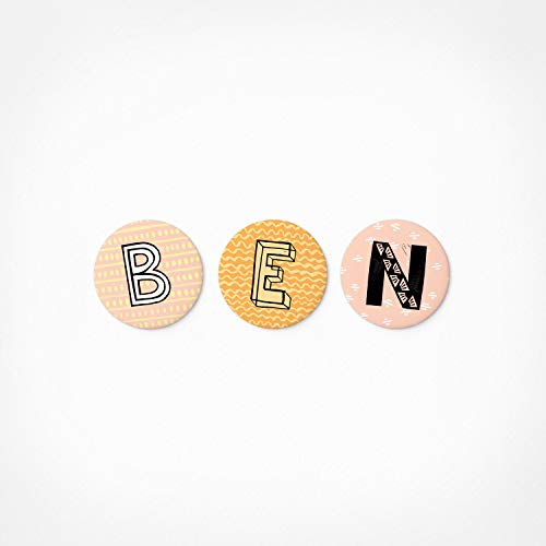 PICKMOTION Ben Magnetbuchstaben Set 3 Magnete - Geschenke mit Namen, für Magnet-Tafel, Deko, als Kühlschrank-Magnete, Durchmesser 3,2 cm -für Kinder ab 3 Jahre, Buchstabenmagnete BMS-0119 von PICKMOTION