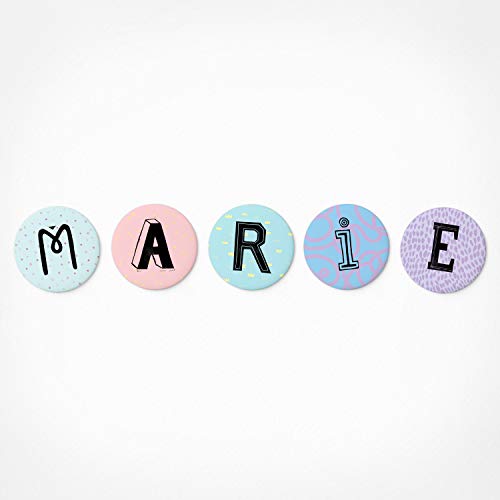 PICKMOTION Marie | Magnetbuchstaben Set | 5 Magnete - Geschenk mit Namen, für Magnet-Tafel, Deko, als Kühlschrank-Magnete, Durchmesser 3,2 cm -für Kinder ab 3 Jahre, Buchstabenmagnete von PICKMOTION