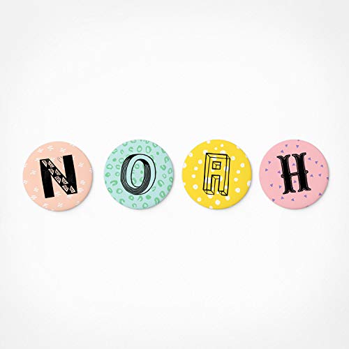 PICKMOTION Noah | Magnetbuchstaben Set | 4 Magnete - Geschenke mit Namen, für Magnet-Tafel, Deko, als Kühlschrank-Magnete, Durchmesser 3,2 cm - Buchstabenmagnete von PICKMOTION