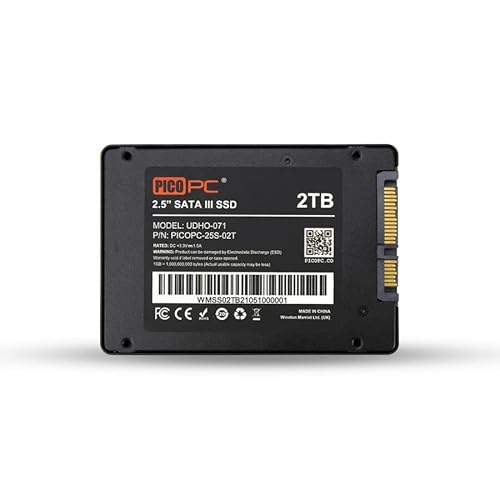 PICOPC SSD 2TB 2,5 Zoll SATA 3.0 SSD - bis zu 550 MB/s - Laptop/Desktop/Mini-PC-Speicher (3D NAND internes Solid State Drive) von PICOPC