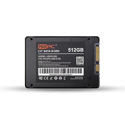 PICOPC SSD 512 GB 2,5 Zoll SATA 3.0 SSD - bis zu 550 MB/s - Laptop / Desktop / Mini PC Speicher (3D NAND internes Solid State Drive) von PICOPC