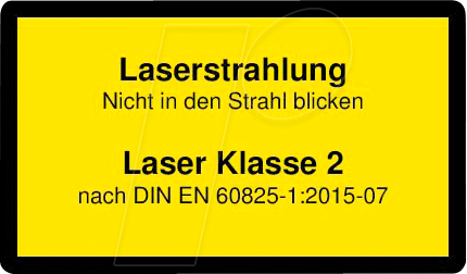 PICO 70110838 - Laser Warnlabel deutsch DIN EN 60825, Klasse 2, 38x23 mm, gelb von PICOTRONIC