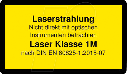 PICO 70114218 - Laser Warnlabel deutsch DIN EN 60825, Klasse 1M, 38x23 mm, gelb von PICOTRONIC