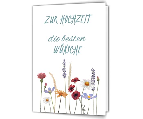 Glückwunschkarte zur Hochzeit, wunderschöne Karte zur Hochzeit auch für Geldgeschenke, hochwertige Hochzeitskarte mit Blumen, Hochzeitsgeschenk für Brautpaar, Grußkarte für das Ehepaar (Karte) von PICTALOO