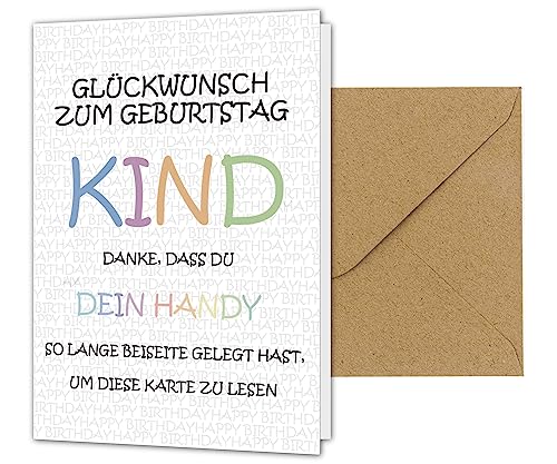 PICTALOO Geburtstagskarte Teenager - Herzlichen Glückwunsch Karte für Jugendliche Mädchen Jungen, Glückwunschkarte Happy Birthday, lustige Geburtstag Grußkarte Tochter Sohn mit Spruch (Kind) von PICTALOO