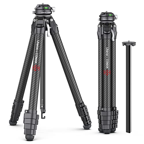 ULANZI Zero F38 Travel Tripod, 159cm Stativ Kamera Carbon Fiber mit Schnellspanner 1/4" Schraube und 360° Kugelkopf, Leichtes Kamerastativ mit Abnehmbarer Mittelsäule für die meisten Kameras/DSLR von PICTRON