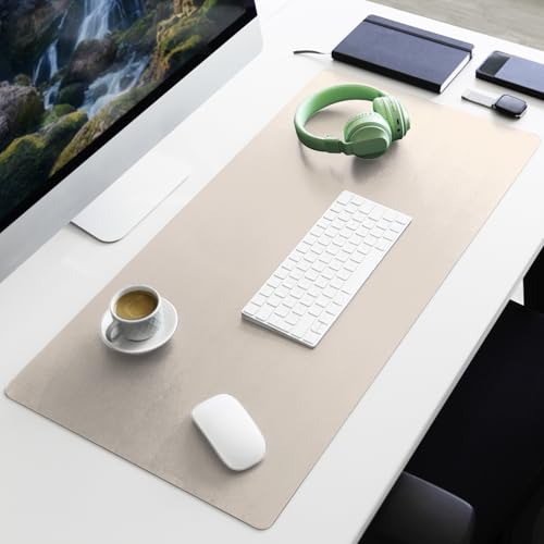 PIETVOSS Schreibtischunterlage aus Kunstleder - Schreibtisch Unterlagenmatte, Tischauflage für Büro und Schule, Mousepad Schreibunterlage, Schreibtischmatte Nero (Beige, 80 x 40 cm) von PIETVOSS