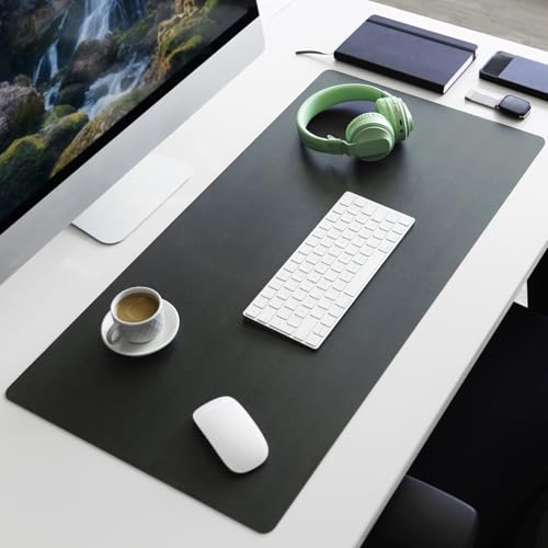 PIETVOSS Schreibtischunterlage aus Kunstleder - Schreibtisch Unterlagenmatte, Tischauflage für Büro und Schule, Mousepad Schreibunterlage, Schreibtischmatte Nero (Dunkelgrau, 120 x 60 cm) von PIETVOSS