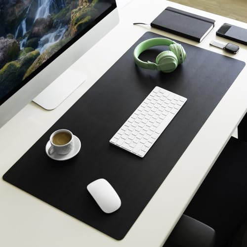 PIETVOSS Schreibtischunterlage aus Kunstleder - Schreibtisch Unterlagenmatte, Tischauflage für Büro und Schule, Mousepad Schreibunterlage, Schreibtischmatte Nero (Schwarz, 80 x 40 cm) von PIETVOSS