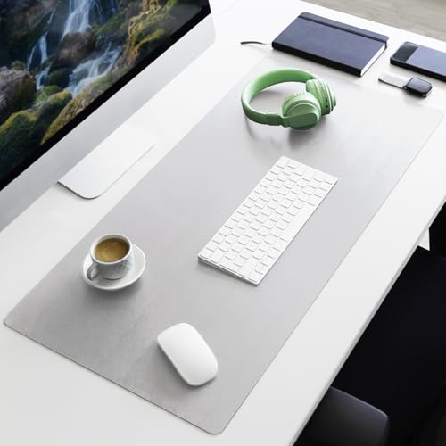 PIETVOSS Schreibtischunterlage aus Kunstleder - Schreibtisch Unterlagenmatte, Tischauflage für Büro und Schule, Mousepad Schreibunterlage, Schreibtischmatte Nero (Weiß, 90 x 43 cm) von PIETVOSS