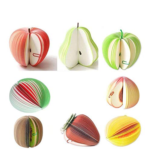 Gemischte Neuheit 3D-Fruchtform-Notizblöcke Ungewöhnlicher Notizblock für Geschenkbüros Sie haben acht Arten: Apfel, grüner Apfel, Birne, Wassermelone, Kiwi, Orangen, Erdbeeren, Pfirsiche 8er-Set von PILAAIDOU