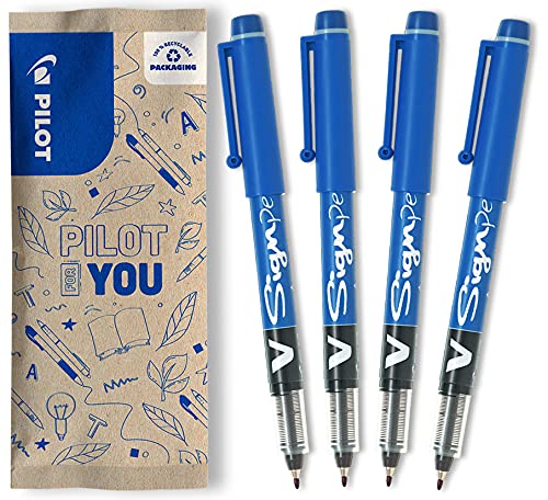 PILOT V-Sign Pen, Faserschreiber, (Blau), 1 Stück (4er Pack) von PILOT