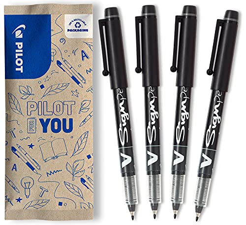 PILOT V-Sign Pen, Faserschreiber, (Schwarz), 1 Stück (4er Pack) von PILOT