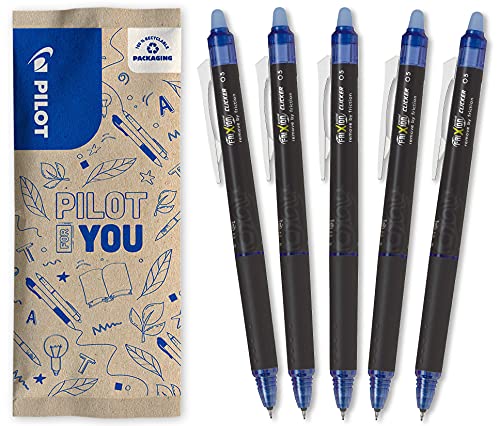 Pilot – 5er-Set Frixion Point Clicker – Tintenroller 0.5 mm mit löschbarer, thermosensitiver Tinte – 5x Blau – Tintenroller mit feiner Spitze – nachfüllbar – Zauberstift, 1 Stück (5er Pack) von PILOT