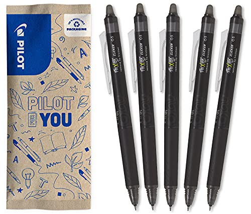Pilot – 5er-Set Frixion Point Clicker – Tintenroller 0.5 mm mit löschbarer, thermosensitiver Tinte – 5x Schwarz – Tintenroller mit feiner Spitze – nachfüllbar – Zauberstift, 1 Stück (5er Pack) von PILOT