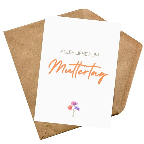 PILUVI THE LABEL Postkarte mit Umschlag Alles Liebe zum Muttertag Grußkarte Mama Muttertagsgrüße von PILUVI THE LABEL