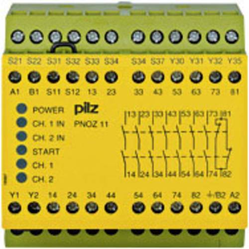 PILZ Sicherheitsschaltgerät PNOZ 11 230-240VAC 24VDC 7n/o 1n/c 7 Schließer, 1 Öffner (B x H x T) von PILZ
