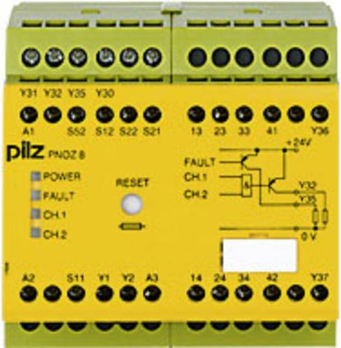 PILZ Sicherheitsschaltgerät PNOZ 8 24VDC 3n/o 1n/c 2so Betriebsspannung: 24 V/DC 3 Schließer, 1 Ö von PILZ