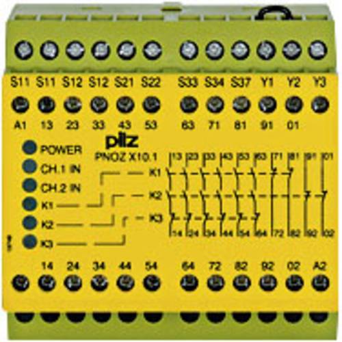 PILZ Sicherheitsschaltgerät PNOZ X10.1 24VDC 6n/o 4n/c 6LED Betriebsspannung: 24 V/DC 6 Schließer, von PILZ