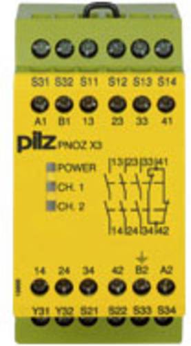 PILZ Sicherheitsschaltgerät PNOZ X3 24VAC 24VDC 3n/o 1n/c 1so Betriebsspannung: 24 V/DC 3 Schließe von PILZ