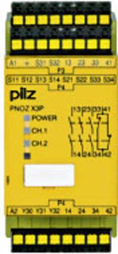 PILZ Sicherheitsschaltgerät PNOZ X3P C 24-240VACDC 3n/o 1n/c 1so 3 Schließer, 1 Öffner (B x H x T von PILZ