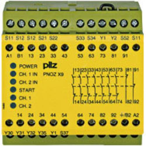 PILZ Sicherheitsschaltgerät PNOZ X9 200-230VAC 24VDC 7n/o 2n/c 2so 7 Schließer, 2 Öffner (B x H x von PILZ