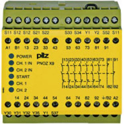 PILZ Sicherheitsschaltgerät PNOZ X9 24VAC 24VDC 7n/o 2 n/c 2so Betriebsspannung: 24 V/DC 7 Schließ von PILZ