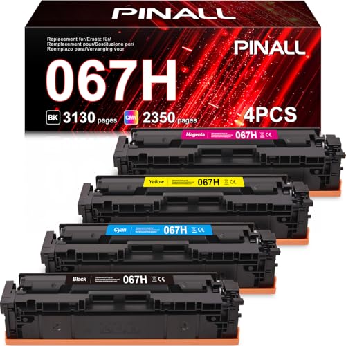 PINALL 067H (3130 Seiten) Toner Kompatible für Canon 067 067H für Canon i-SENSYS LBP633cdw MF657cdw für i-Sensys MF655cdw MF651cw LBP631cw LBP632cdw (Schwarz Cyan Gelb Magenta) von PINALL