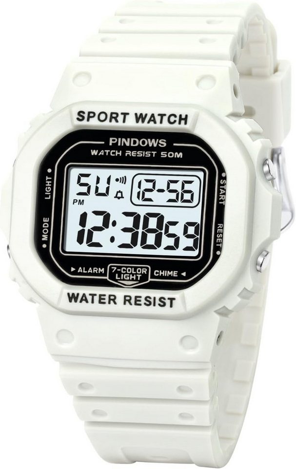 PINDOWS Fur Herren, Outdoor 5 ATM Wasserdicht Stopp Sport Watch, mit Wecker, Stundensignal, 12/24 Stunden System, Stoppuhr, Kalender PINDOWS Fur Herren, Outdoor 5 ATM Wasserdicht Stopp Sport Watch, mit Wecker, Stundensignal, 12/24 Stunden System, Stoppuhr, Kalender von PINDOWS