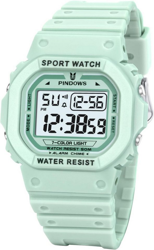 PINDOWS Fur Herren, Outdoor 5 ATM Wasserdicht Stopp Sport Watch, mit Wecker, Stundensignal, 12/24 Stunden System, Stoppuhr, Kalender PINDOWS Fur Herren, Outdoor 5 ATM Wasserdicht Stopp Sport Watch, mit Wecker, Stundensignal, 12/24 Stunden System, Stoppuhr, Kalender von PINDOWS