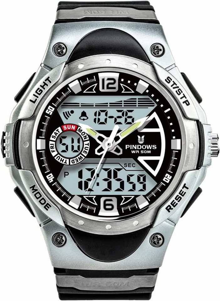 PINDOWS Fur Herren Damen MilitäR Tactical Watch, mit Led Hintergrundbeleuchtung GroßEs Zifferblatt 5 Atm Wasserdicht von PINDOWS