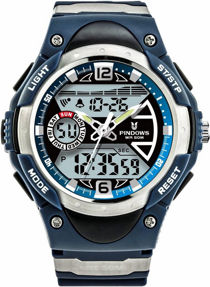 PINDOWS Fur Herren Damen MilitäR Tactical Watch, mit Led Hintergrundbeleuchtung GroßEs Zifferblatt 5 Atm Wasserdicht von PINDOWS