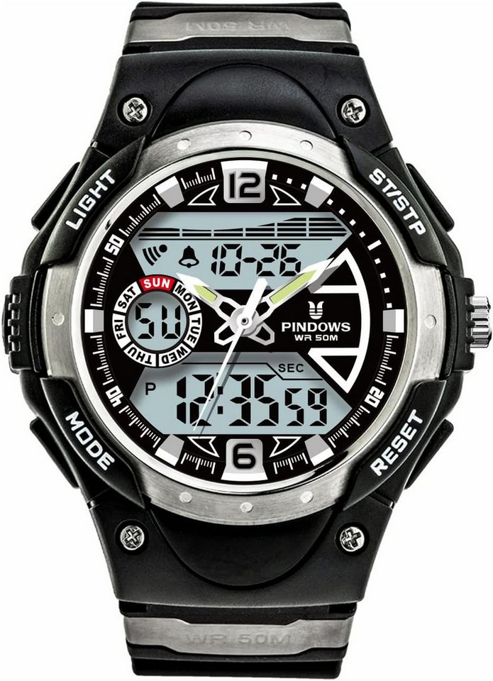 PINDOWS Fur Herren Damen MilitäR Tactical Watch, mit Led Hintergrundbeleuchtung GroßEs Zifferblatt 5 Atm Wasserdicht von PINDOWS