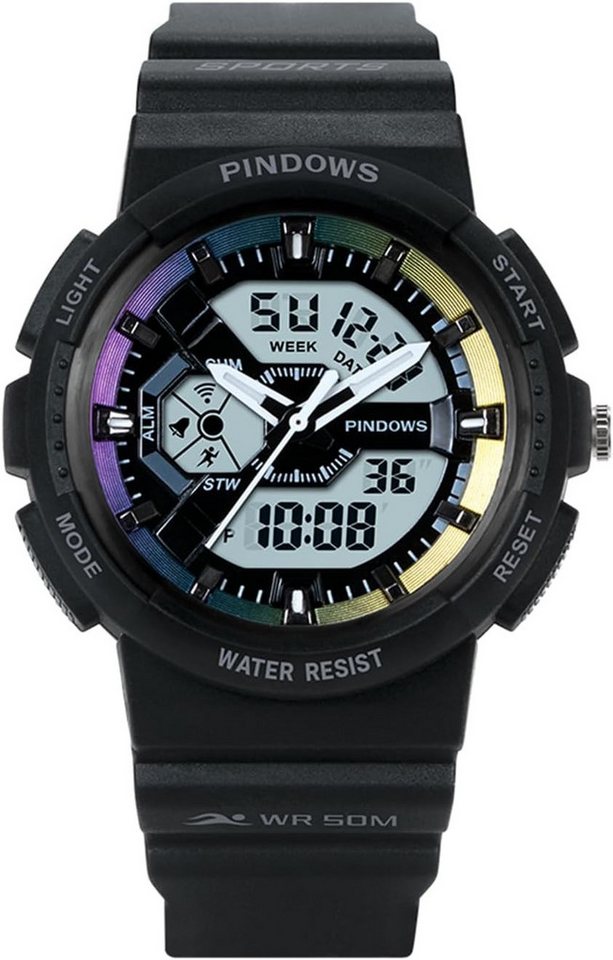 PINDOWS Fur Herren Militär Tactical Outdoor Wasserdicht Watch, mit LED-Hintergrundbeleuchtung, Stoppuhr Sport Chronograph PINDOWS Fur Herren Militär Tactical Outdoor Wasserdicht Watch, mit LED-Hintergrundbeleuchtung, Stoppuhr Sport Chronograph von PINDOWS