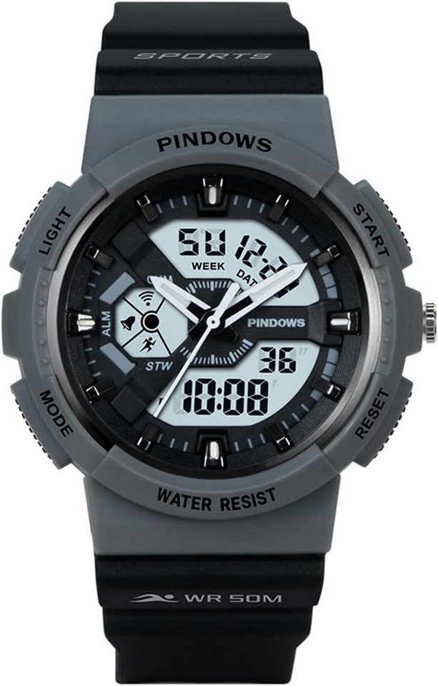 PINDOWS Fur Herren Militär Tactical Outdoor Wasserdicht Watch, mit LED-Hintergrundbeleuchtung, Stoppuhr Sport Chronograph PINDOWS Fur Herren Militär Tactical Outdoor Wasserdicht Watch, mit LED-Hintergrundbeleuchtung, Stoppuhr Sport Chronograph von PINDOWS