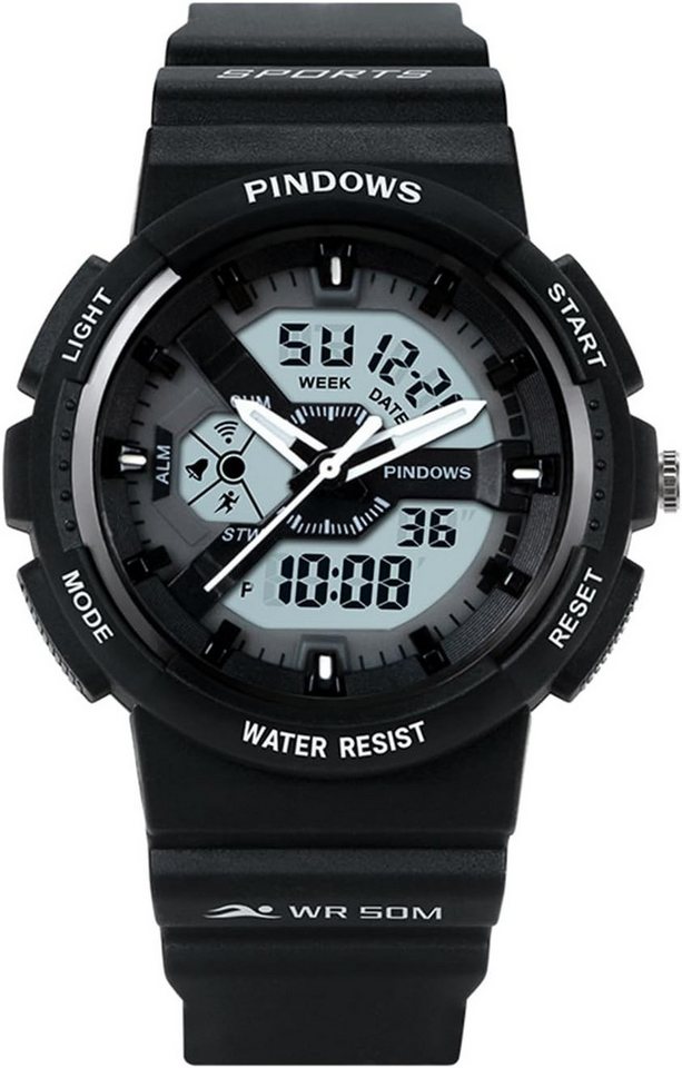 PINDOWS Fur Herren Militär Tactical Outdoor Wasserdicht Watch, mit LED-Hintergrundbeleuchtung, Stoppuhr Sport Chronograph PINDOWS Fur Herren Militär Tactical Outdoor Wasserdicht Watch, mit LED-Hintergrundbeleuchtung, Stoppuhr Sport Chronograph von PINDOWS