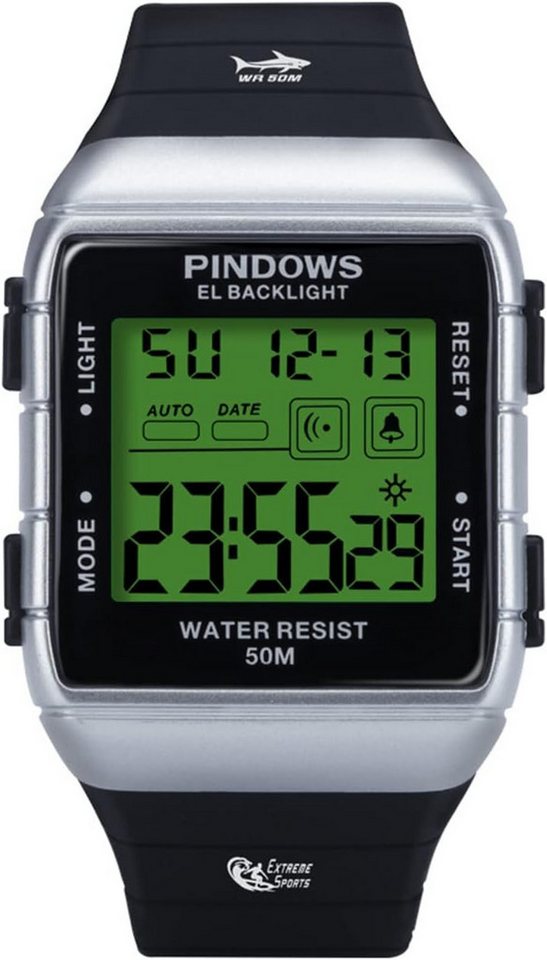 PINDOWS Fur Herren mit LED-Vollbildanzeige Watch, mit Stoppuhr/Datum/Alarm 5 ATM wasserdichte Sport PINDOWS Fur Herren mit LED-Vollbildanzeige Watch, mit Stoppuhr/Datum/Alarm 5 ATM wasserdichte Sport von PINDOWS