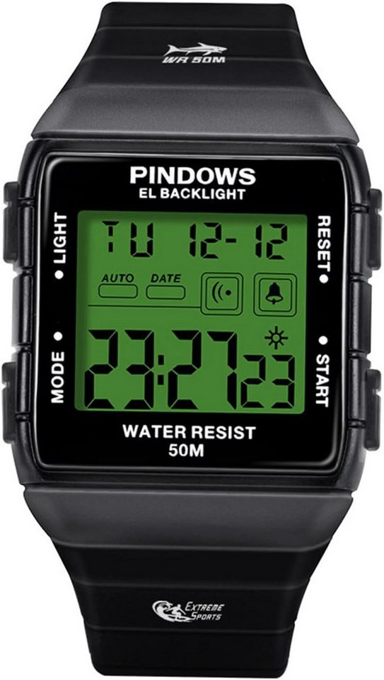 PINDOWS Fur Herren mit LED-Vollbildanzeige Watch, mit Stoppuhr/Datum/Alarm 5 ATM wasserdichte Sport PINDOWS Fur Herren mit LED-Vollbildanzeige Watch, mit Stoppuhr/Datum/Alarm 5 ATM wasserdichte Sport von PINDOWS