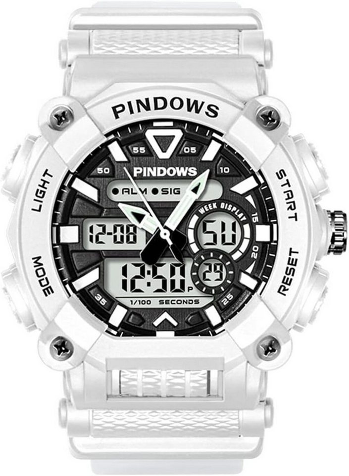 PINDOWS Herren Digitaluhr Wasserdichtes Watch, mit Wasserdichtes Licht Alarm Stoppuhr Multifunktionale Armbanduhren PINDOWS Herren Digitaluhr Wasserdichtes Watch, mit Wasserdichtes Licht Alarm Stoppuhr Multifunktionale Armbanduhren von PINDOWS