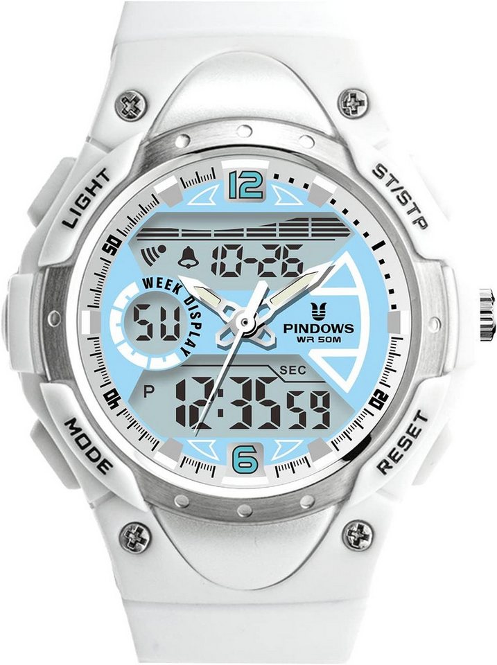 PINDOWS für Kinder, 5ATM Sports Digital Watch, mit Datum/Wecker/LED/Stoppuhr/Stoßfes PINDOWS für Kinder, 5ATM Sports Digital Watch, mit Datum/Wecker/LED/Stoppuhr/Stoßfes von PINDOWS